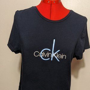 CALVIN KLEIN -  Navy Logo Tee, Women's, Medium